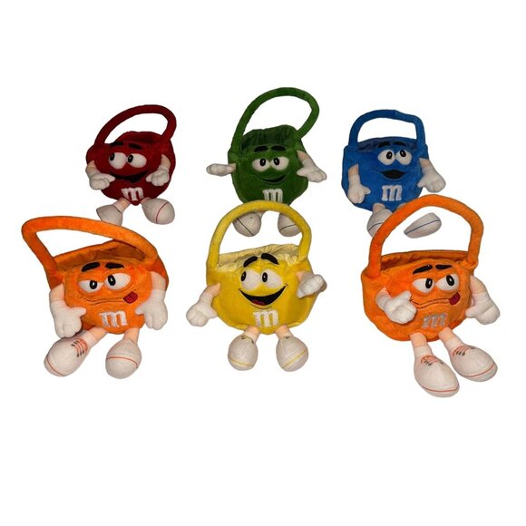 Vintage Galerie M&Ms 2002 Mini Plush Easter Baskets Red Green Orange Yellow Blue - Picture 1 of 10